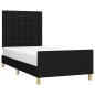 vidaXL Estructura de cama con cabecero de tela negro 90x200 cm