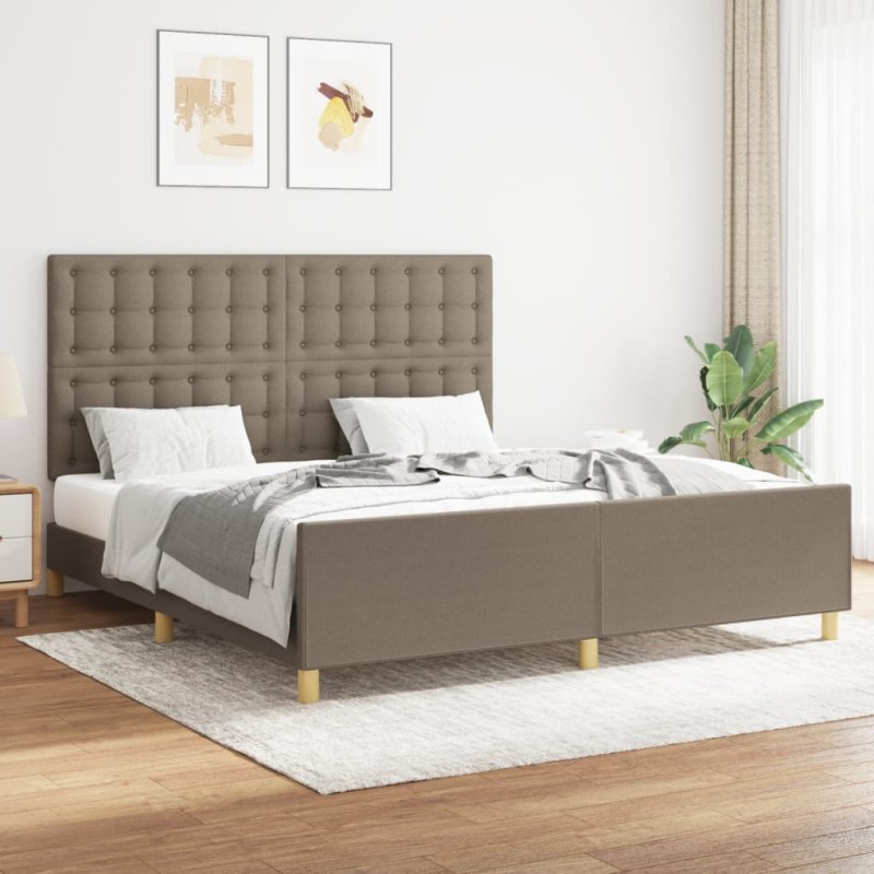 vidaXL Estructura de cama con cabecero de tela gris taupe 160x200 cm vidaXL Estructura de cama con cabecero de tela gris taupe 160x200 cm