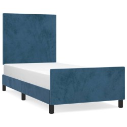 vidaXL Estructura cama con cabecero terciopelo azul oscuro 90x190 cm