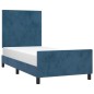 vidaXL Estructura cama con cabecero terciopelo azul oscuro 90x190 cm vidaXL Estructura cama con cabecero terciopelo azul oscuro 90x190 cm