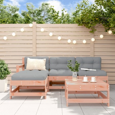 vidaXL Juego de muebles jardín 5 pzas y cojines madera abeto Douglas