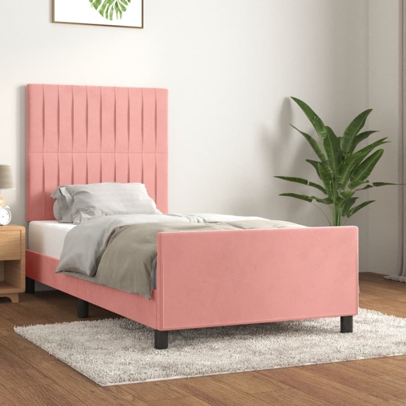 vidaXL Estructura de cama con cabecero de terciopelo rosa 80x200 cm