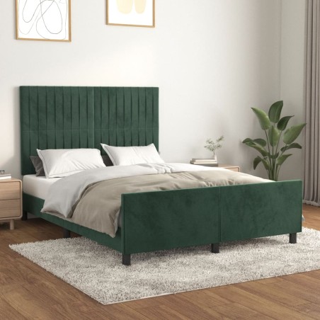 vidaXL Estructura cama con cabecero terciopelo verde oscuro 140x190 cm