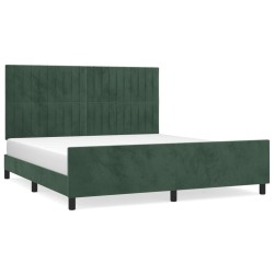 vidaXL Estructura cama con cabecero terciopelo verde oscuro 160x200 cm