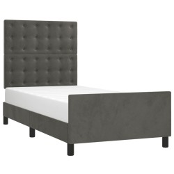 vidaXL Estructura de cama con cabecero terciopelo gris oscuro 90x200cm