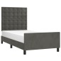 vidaXL Estructura de cama con cabecero terciopelo gris oscuro 90x200cm vidaXL Estructura de cama con cabecero terciopelo gris oscuro 90x200cm