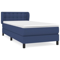 vidaXL Cama box spring con colchón tela azul 100x200 cm