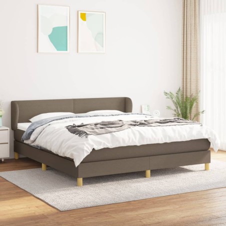 vidaXL Cama box spring con colchón tela gris taupe 160x200 cm