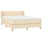 vidaXL Cama box spring con colchón tela color crema 140x200 cm vidaXL Cama box spring con colchón tela color crema 140x200 cm
