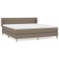 vidaXL Cama box spring con colchón tela gris taupe 180x200 cm