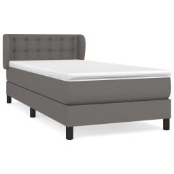 vidaXL Cama box spring con colchón cuero sintético gris 90x190 cm