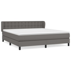 vidaXL Cama box spring con colchón cuero sintético gris 160x200 cm