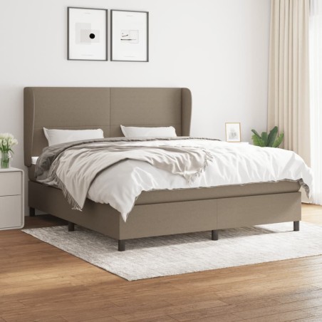 vidaXL Cama box spring con colchón tela gris taupe 180x200 cm