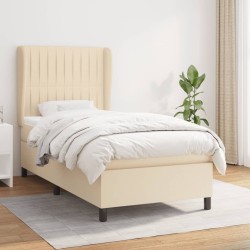 vidaXL Cama box spring con colchón tela color crema 90x200 cm
