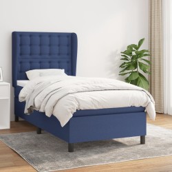 vidaXL Cama box spring con colchón tela azul 100x200 cm