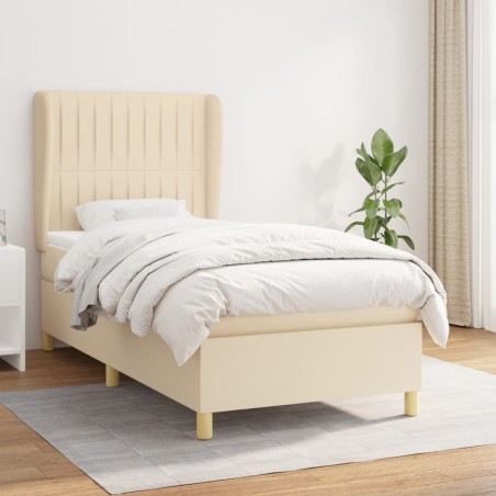 vidaXL Cama box spring con colchón tela color crema 90x190 cm