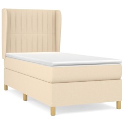 vidaXL Cama box spring con colchón tela color crema 90x190 cm