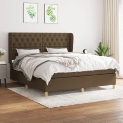 vidaXL Cama box spring con colchón tela marrón oscuro 160x200 cm