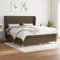 vidaXL Cama box spring con colchón tela marrón oscuro 160x200 cm vidaXL Cama box spring con colchón tela marrón oscuro 160x200 cm
