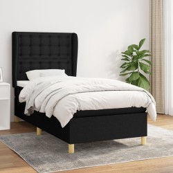 vidaXL Cama box spring con colchón tela negro 90x190 cm