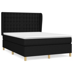 vidaXL Cama box spring con colchón tela negro 140x200 cm