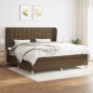 vidaXL Cama box spring con colchón tela marrón oscuro 200x200 cm