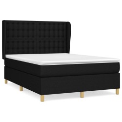 vidaXL Cama box spring con colchón tela negro 140x190 cm