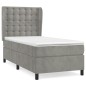 vidaXL Cama box spring con colchón terciopelo gris claro 90x190 cm vidaXL Cama box spring con colchón terciopelo gris claro 90x190 cm