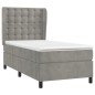 vidaXL Cama box spring con colchón terciopelo gris claro 90x190 cm vidaXL Cama box spring con colchón terciopelo gris claro 90x190 cm