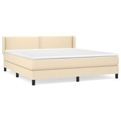 vidaXL Cama box spring con colchón tela color crema 180x200 cm