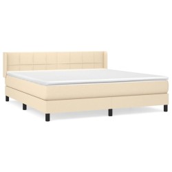 vidaXL Cama box spring con colchón tela color crema 160x200 cm