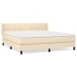 vidaXL Cama box spring con colchón tela color crema 160x200 cm