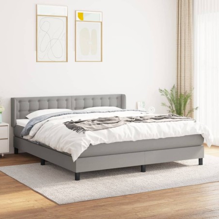 vidaXL Cama box spring con colchón tela gris claro 180x200 cm