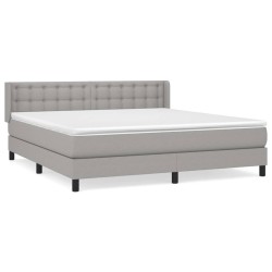 vidaXL Cama box spring con colchón tela gris claro 180x200 cm