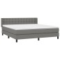 vidaXL Cama box spring con colchón tela gris oscuro 160x200 cm