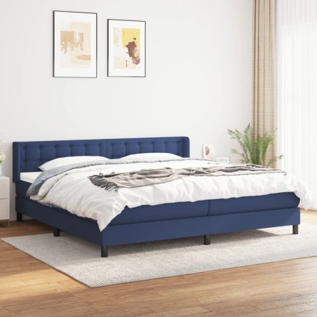 vidaXL Cama box spring con colchón tela azul 200x200 cm