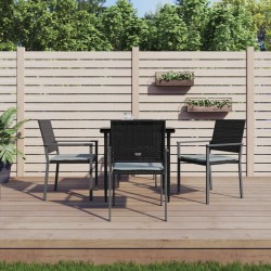 vidaXL Juego comedor jardín 5 piezas y cojines ratán sintético y acero