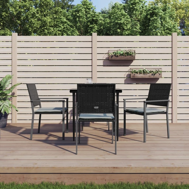 vidaXL Juego comedor jardín 5 piezas y cojines ratán sintético y acero vidaXL Juego comedor jardín 5 piezas y cojines ratán sintético y acero