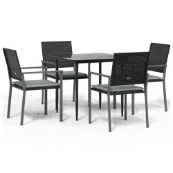 vidaXL Juego comedor jardín 5 piezas y cojines ratán sintético y acero
