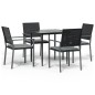 vidaXL Juego comedor jardín 5 piezas y cojines ratán sintético y acero vidaXL Juego comedor jardín 5 piezas y cojines ratán sintético y acero