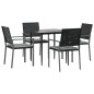 vidaXL Juego comedor jardín 5 piezas y cojines ratán sintético y acero vidaXL Juego comedor jardín 5 piezas y cojines ratán sintético y acero