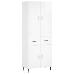 vidaXL Aparador alto madera contrachapada blanco brillo 69,5x34x180 cm