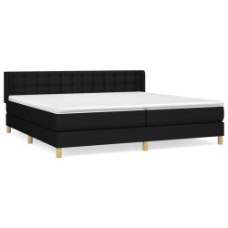 vidaXL Cama box spring con colchón tela negro 160x200 cm
