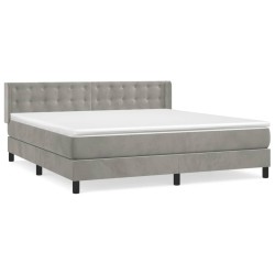 vidaXL Cama box spring con colchón terciopelo gris claro 180x200 cm