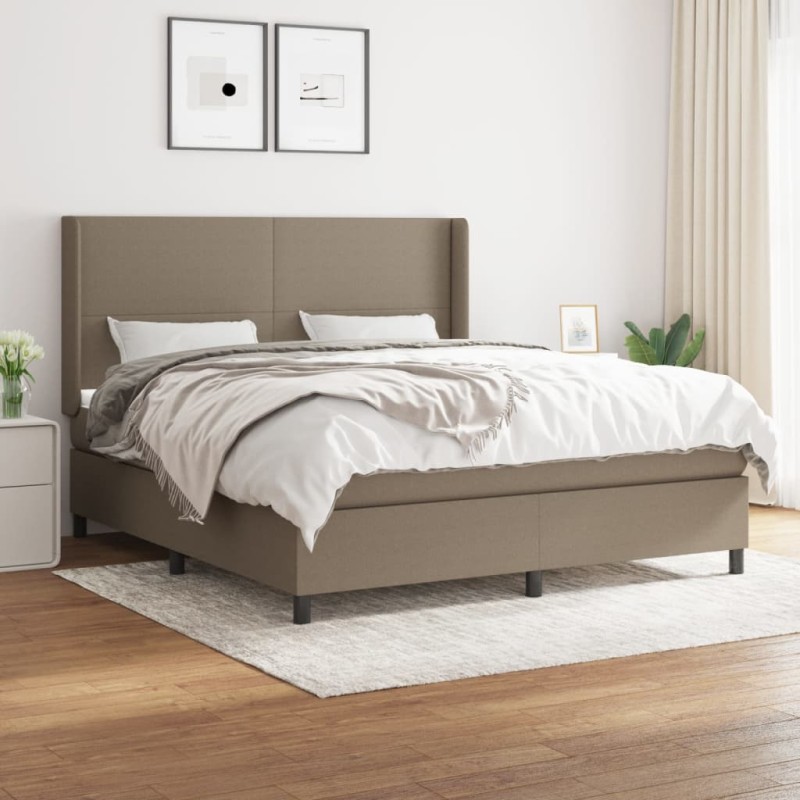 vidaXL Cama box spring con colchón tela gris taupe 180x200 cm vidaXL Cama box spring con colchón tela gris taupe 180x200 cm