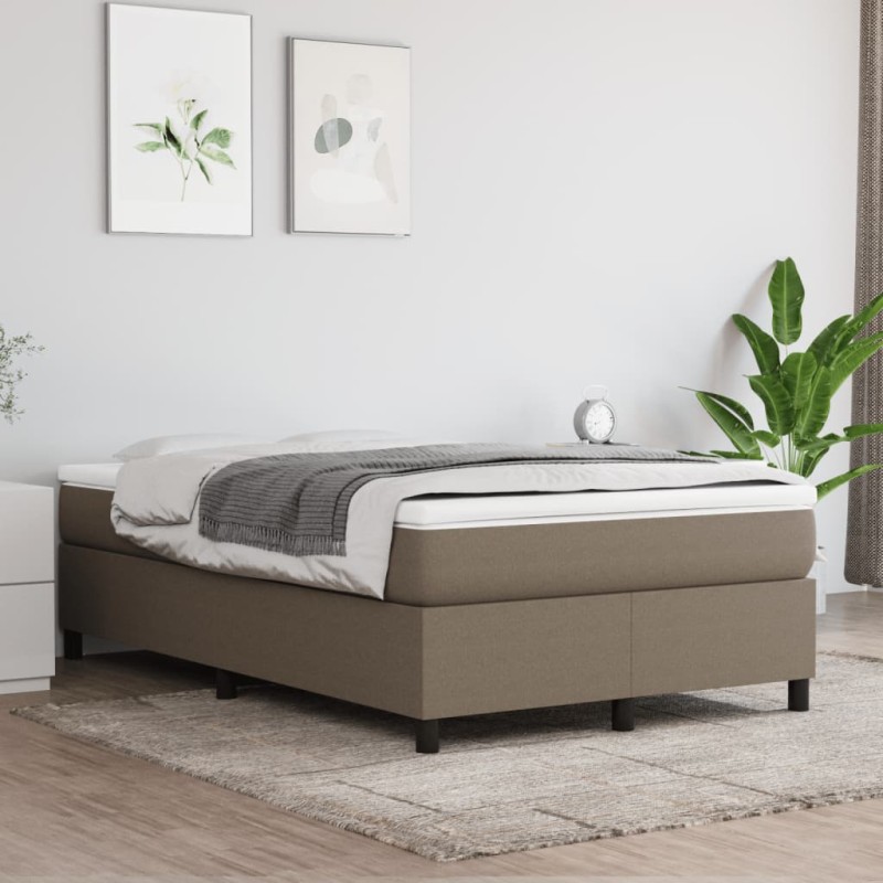 vidaXL Cama box spring con colchón tela gris taupe 120x200 cm