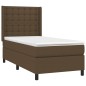 vidaXL Cama box spring con colchón tela marrón oscuro 90x190 cm vidaXL Cama box spring con colchón tela marrón oscuro 90x190 cm