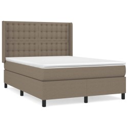 vidaXL Cama box spring con colchón tela gris taupe 140x190 cm