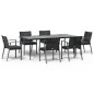vidaXL Juego comedor jardín 7 piezas y cojines ratán sintético y acero vidaXL Juego comedor jardín 7 piezas y cojines ratán sintético y acero
