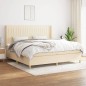 vidaXL Cama box spring con colchón tela color crema 200x200 cm vidaXL Cama box spring con colchón tela color crema 200x200 cm